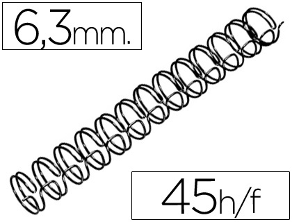 CJ100 espirales GBC wire negros 6,3 mm. paso 3:1